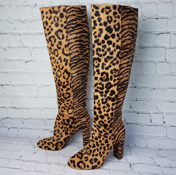 NWOB Antonio Melani Leather Animal Print Fur boots - Picture 4 of 12